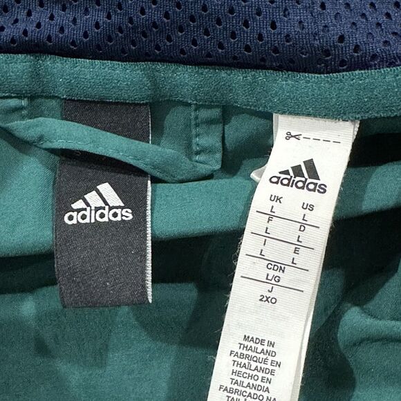 Adidas Full Zip‎ Windbreaker Hooded Jacket Men L Green Blue White Active - Picture 2 of 16